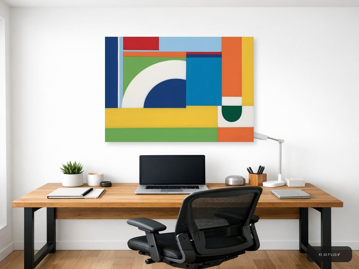 Colorful Abstract Geometric Shapes Modern Wall Art — A1 / Office