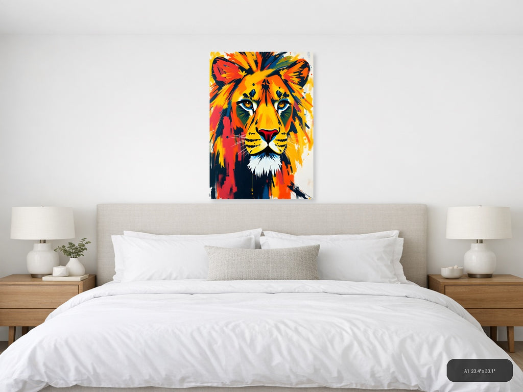 Colorful Lion Head Abstract Pop Art Wall Art — A1 / Bedroom