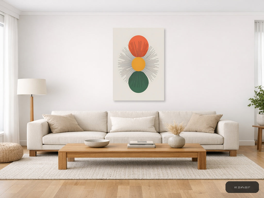Abstract Stacked Circles Line Art - Modern Wall Art — A1 / Living Room