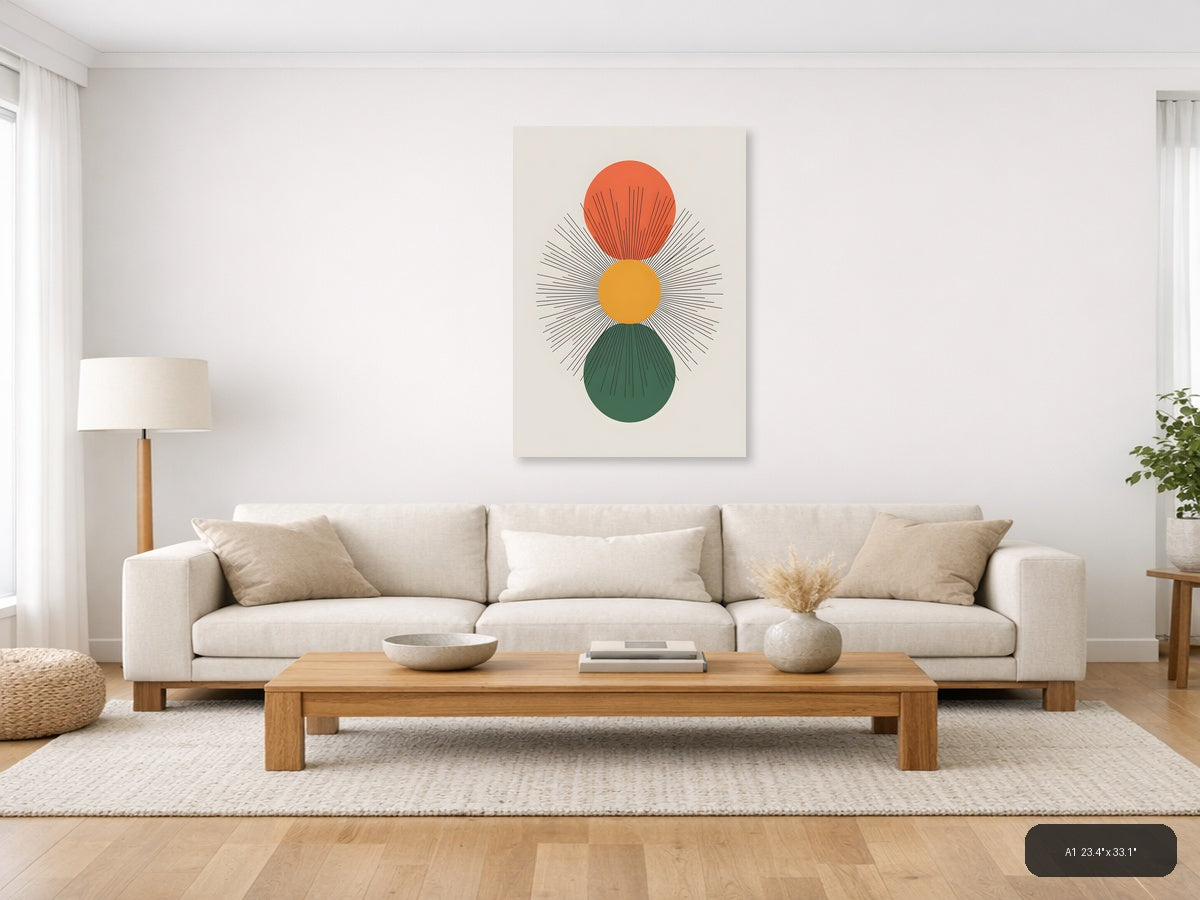 Abstract Stacked Circles Line Art - Modern Wall Art — A1 / Living Room