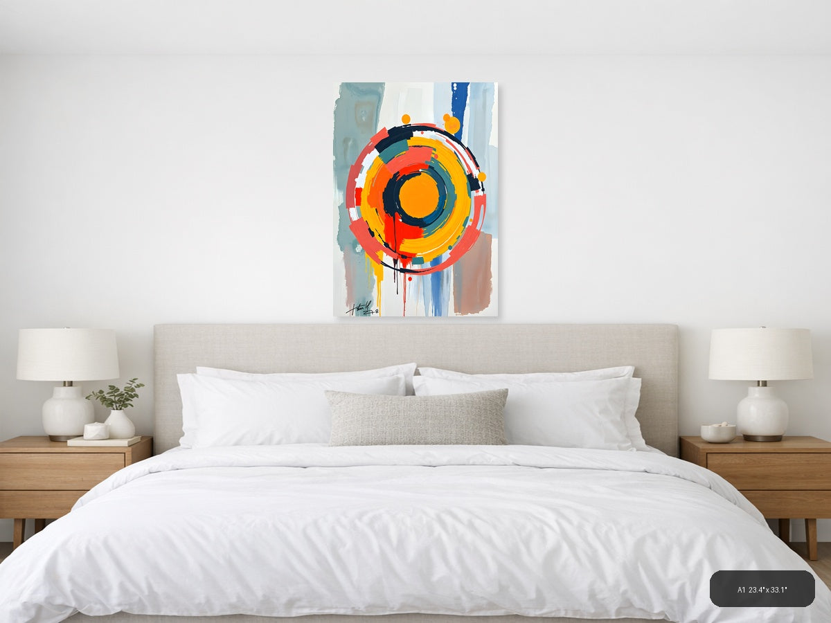 Vibrant Abstract Concentric Circles Modern Wall Art — A1 / Bedroom