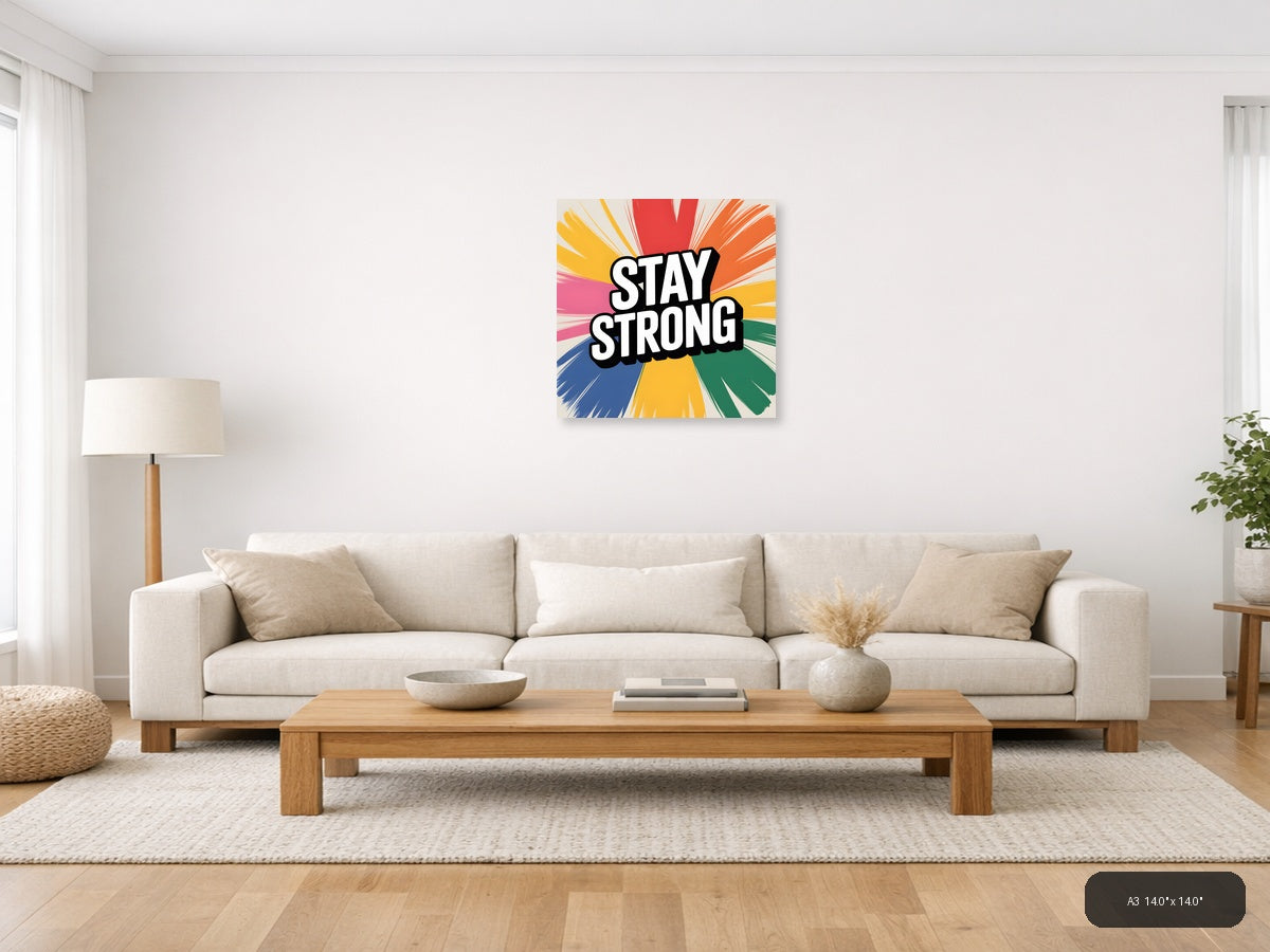 Stay Strong Motivational Abstract Radiant Wall Art — A3 / Living Room