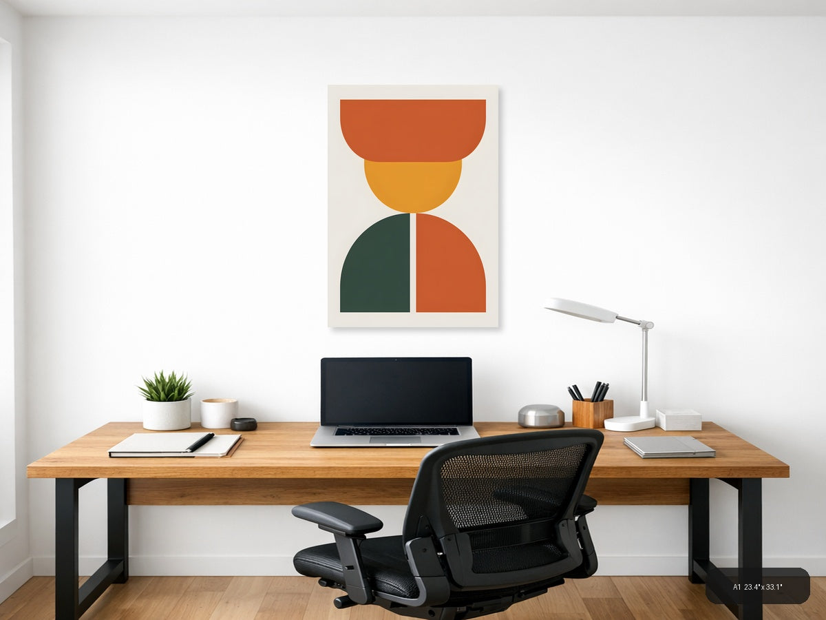 Minimalist Geometric Stacked Shapes Portrait Wall Art — A1 / Office