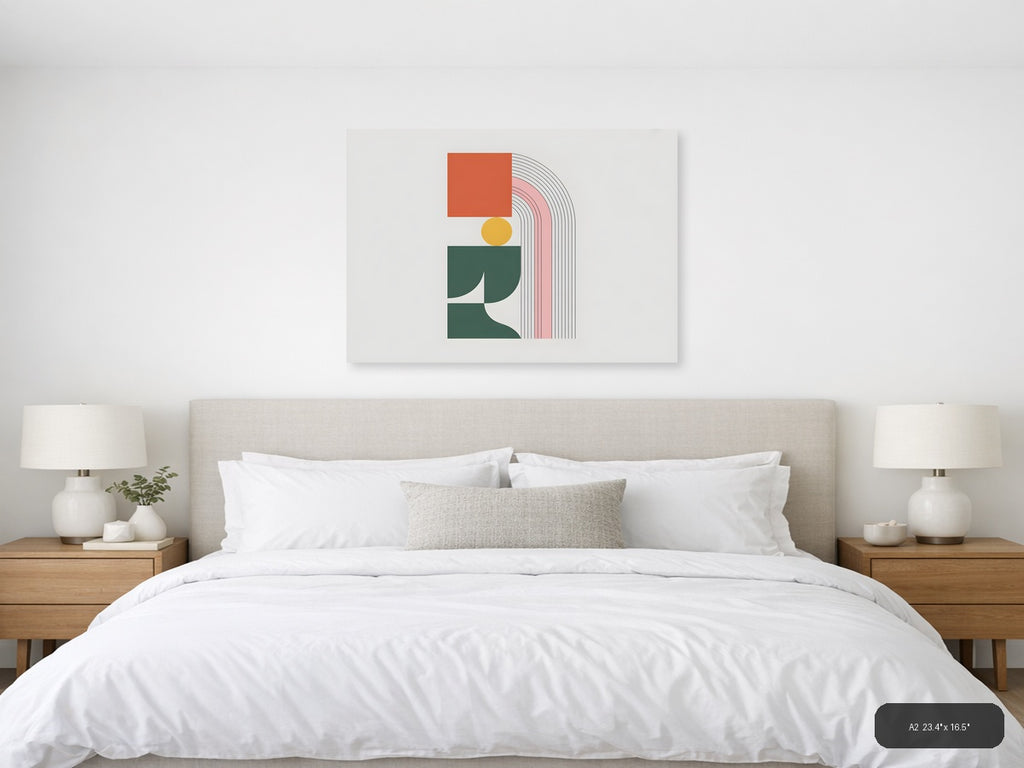 Minimalist Geometric Shapes & Arches Wall Art — A2 / Bedroom