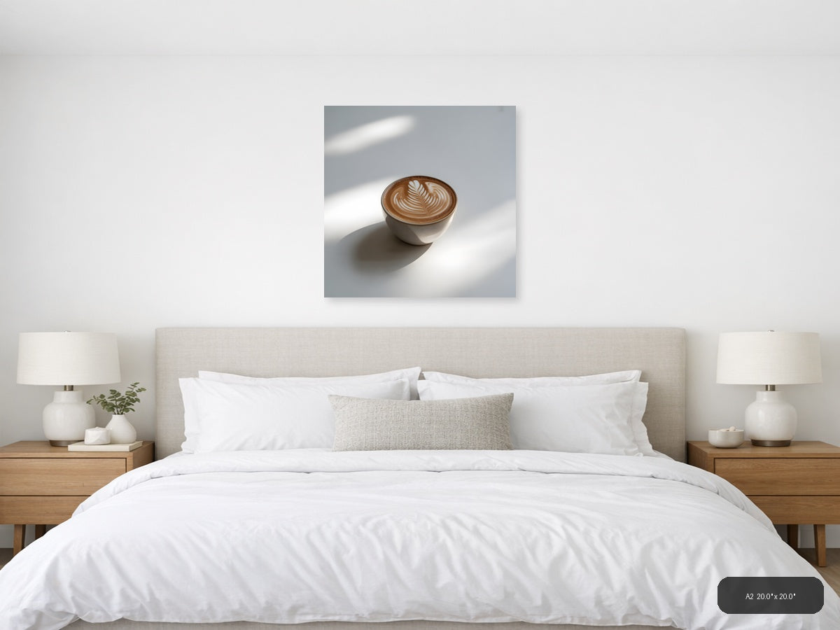 Minimalist Latte Art Coffee Cup Wall Art — A2 / Bedroom