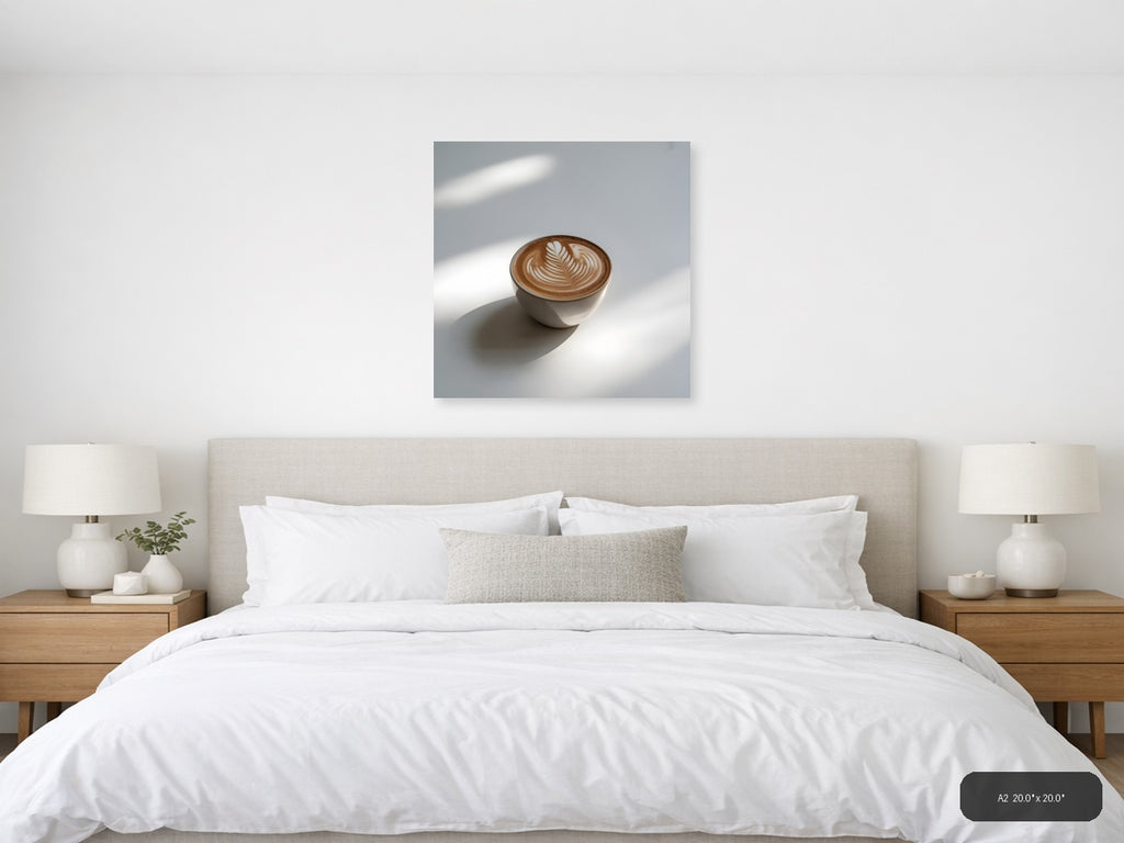 Minimalist Latte Art Coffee Cup Wall Art — A2 / Bedroom