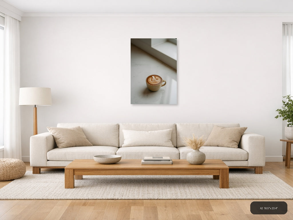 Minimalist Coffee Cup Latte Art Wall Art — A2 / Living Room