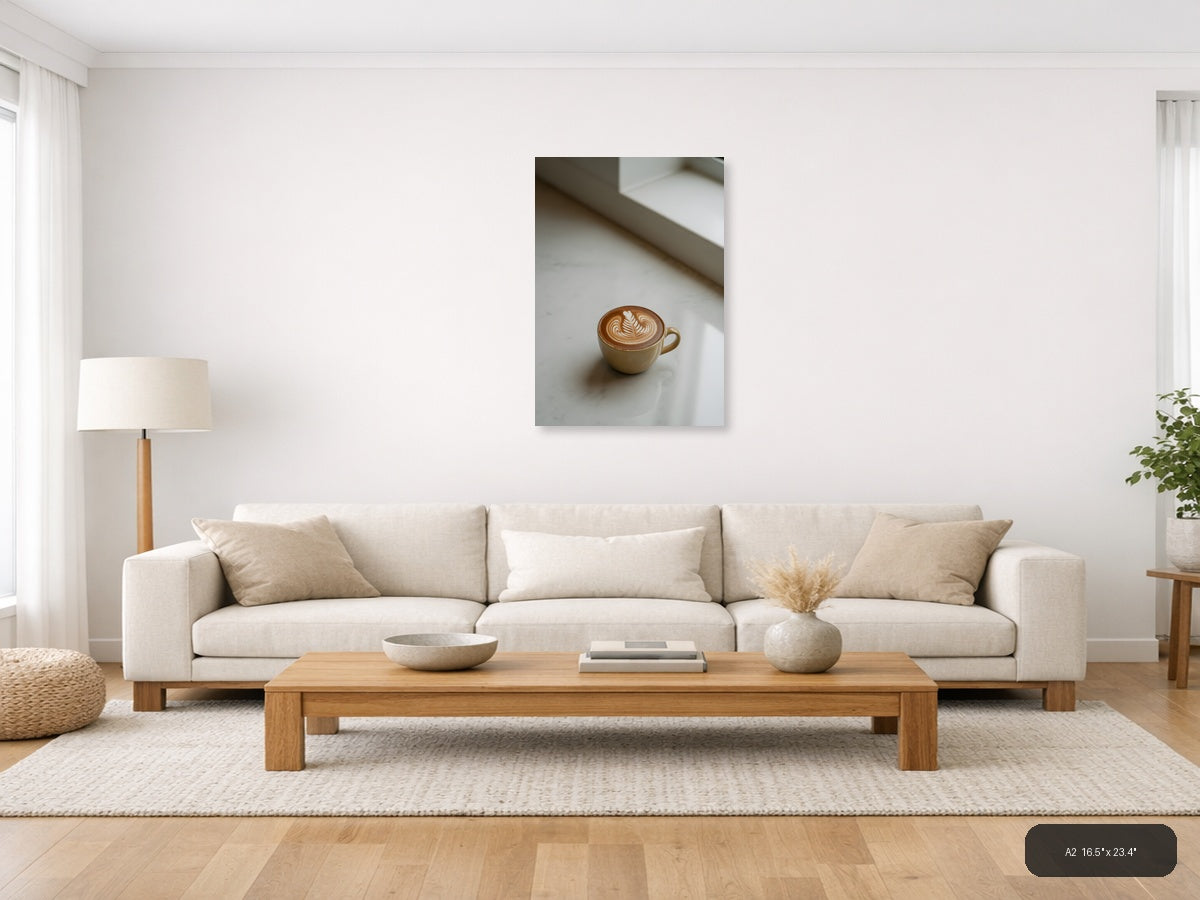 Minimalist Coffee Cup Latte Art Wall Art — A2 / Living Room