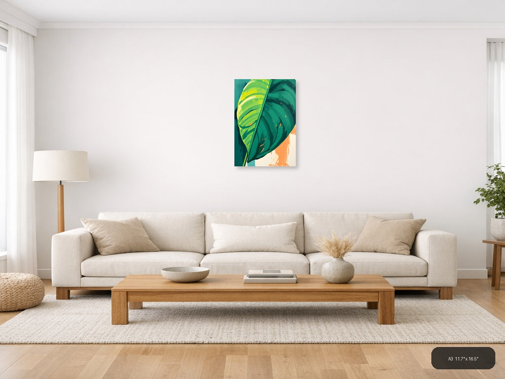 Abstract Tropical Leaf Modern Art Print Wall Art — A3 / Living Room