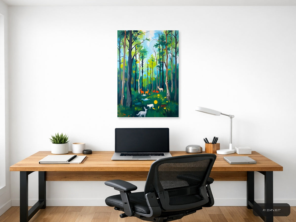 Forest Wildlife Abstract Portrait Wall Art — A1 / Office