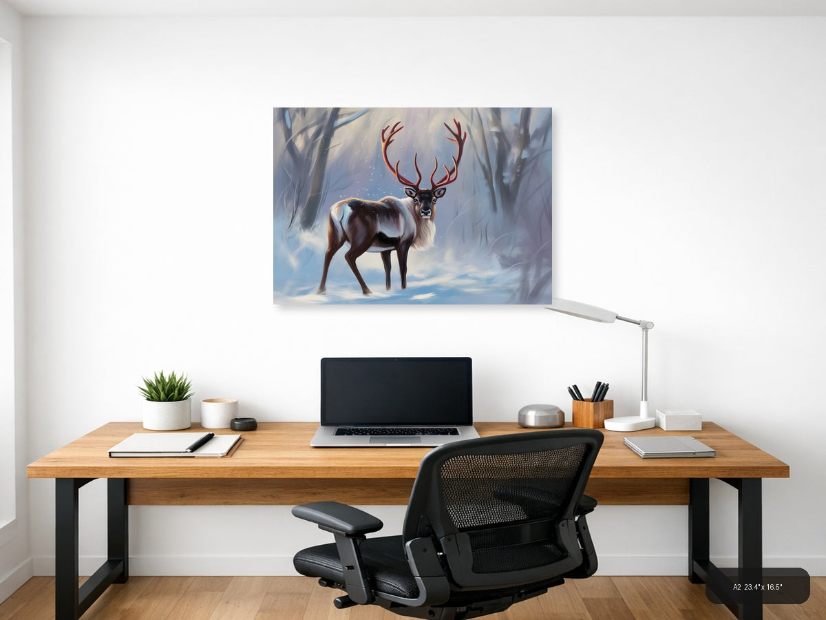 Majestic Deer with Glowing Antlers Abstract Wall Art — A2 / Office