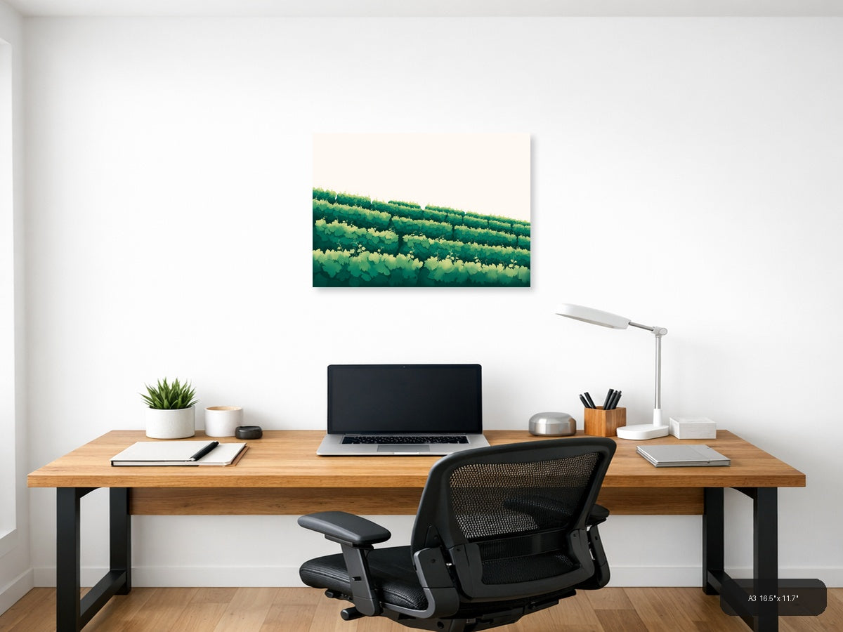 Minimalist Green Forest Landscape Layers Wall Art — A3 / Office