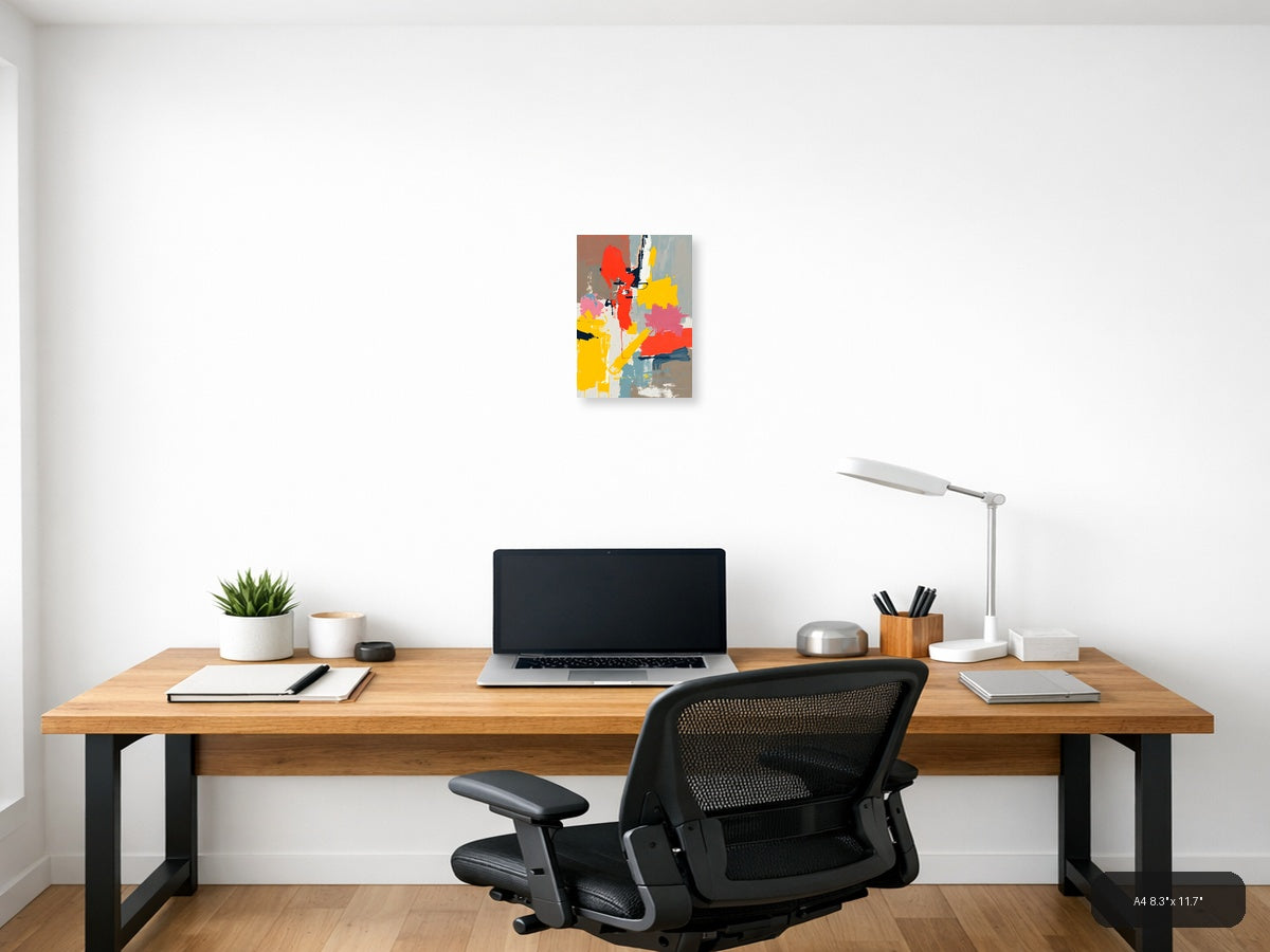 Abstract Silhouette Red Yellow Blue Portrait Wall Art — A4 / Office