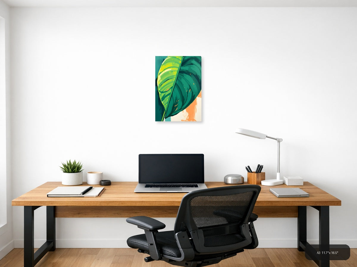Abstract Tropical Leaf Modern Art Print Wall Art — A3 / Office