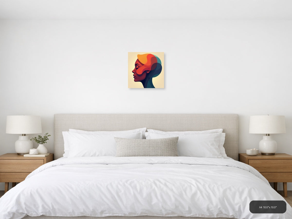Abstract Colorful Profile Portrait Modern Wall Art — A4 / Bedroom