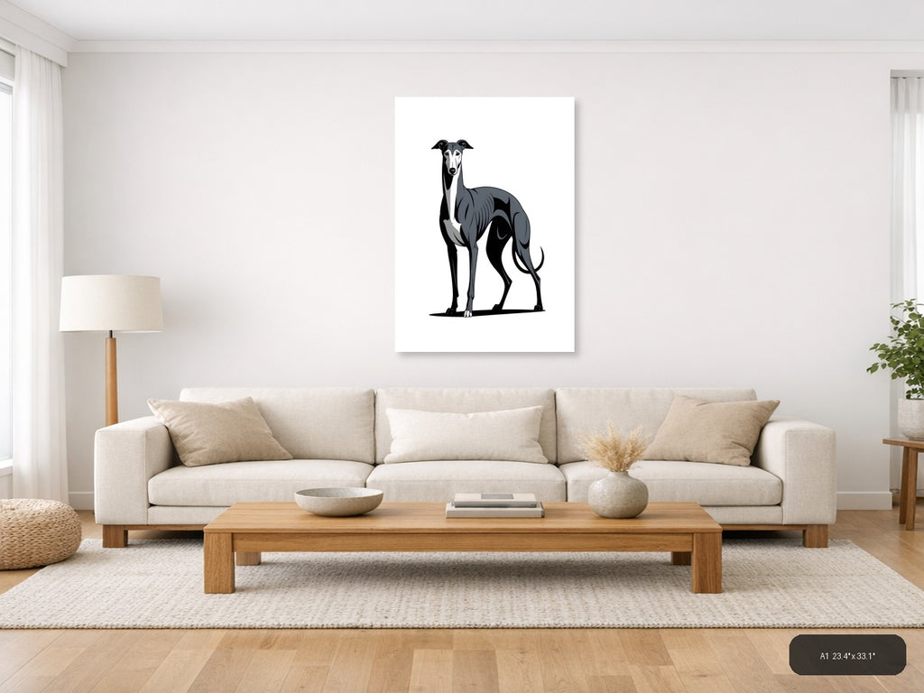 Minimalist Greyhound Dog Portrait Wall Art — A1 / Living Room