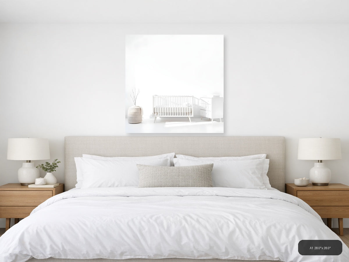 Minimalist Nursery Room Interior White Wall Art — A1 / Bedroom
