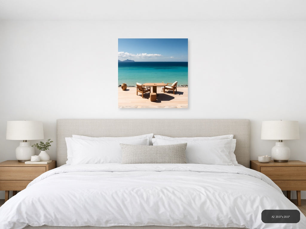 Minimalist Coastal Terrace Ocean View Wall Art — A2 / Bedroom