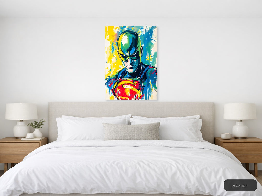 Abstract Superhero Portrait Colorful Modern Wall Art — A1 / Bedroom