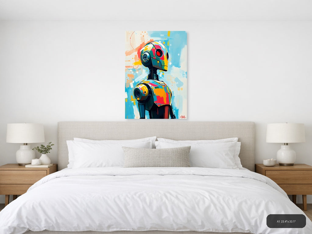 Colorful Robot Head Abstract Portrait Wall Art — A1 / Bedroom