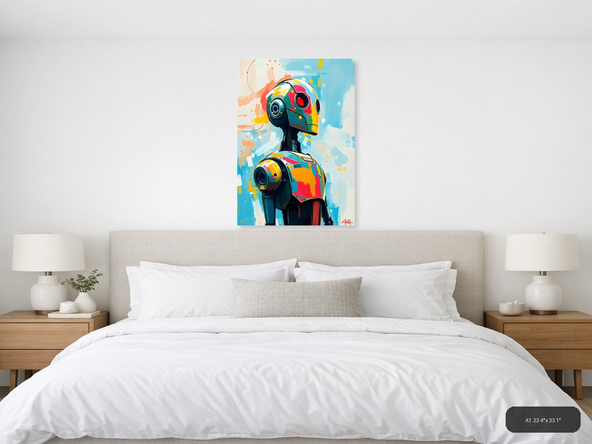 Colorful Robot Head Abstract Portrait Wall Art — A1 / Bedroom