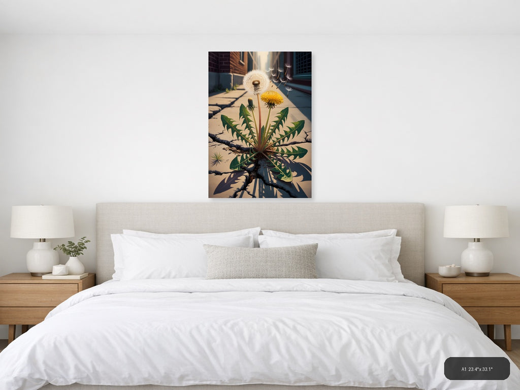 Vintage Dandelion in Urban Ruins Wall Art — A1 / Bedroom
