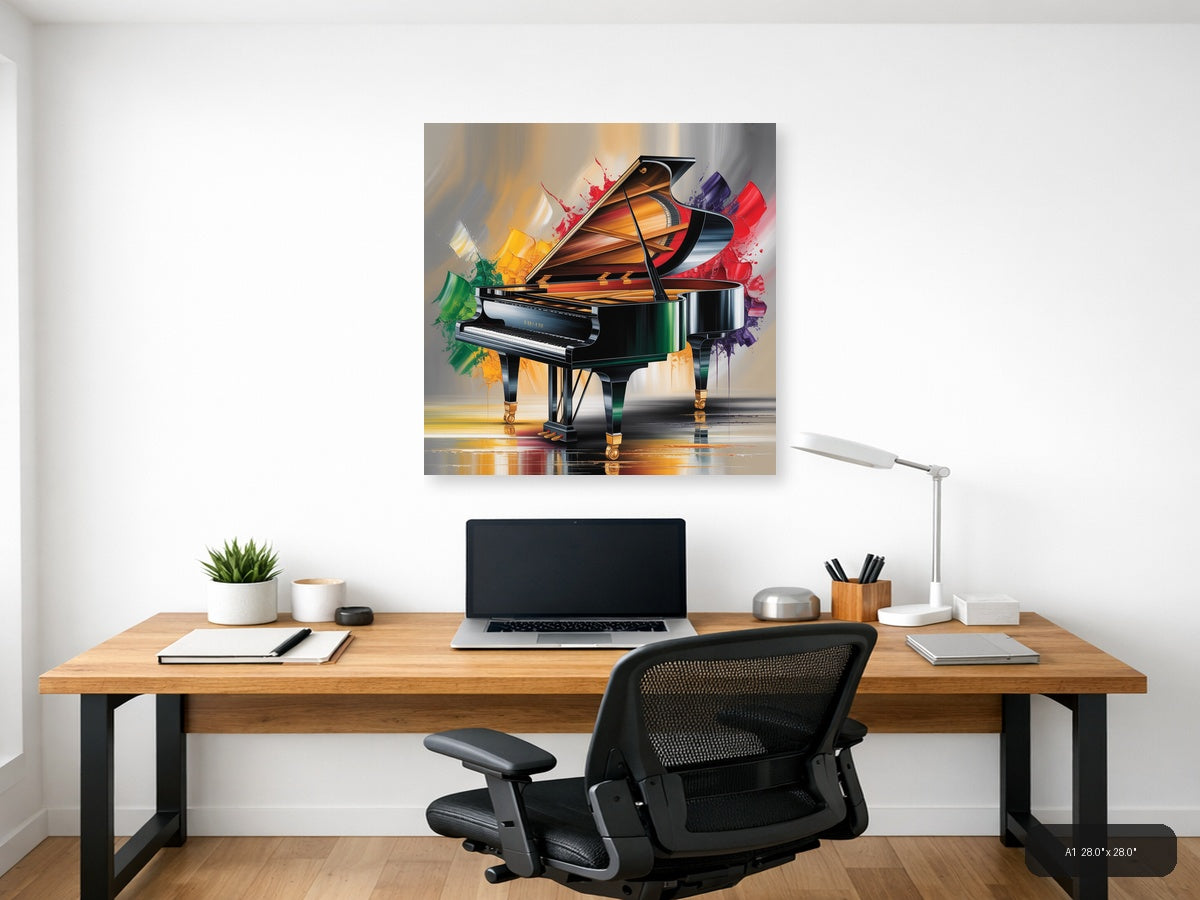 Piano — Abstract (Square) Canvas Print | Abstract Wall Art | A4 A3 A2 A1 — A1 / Office