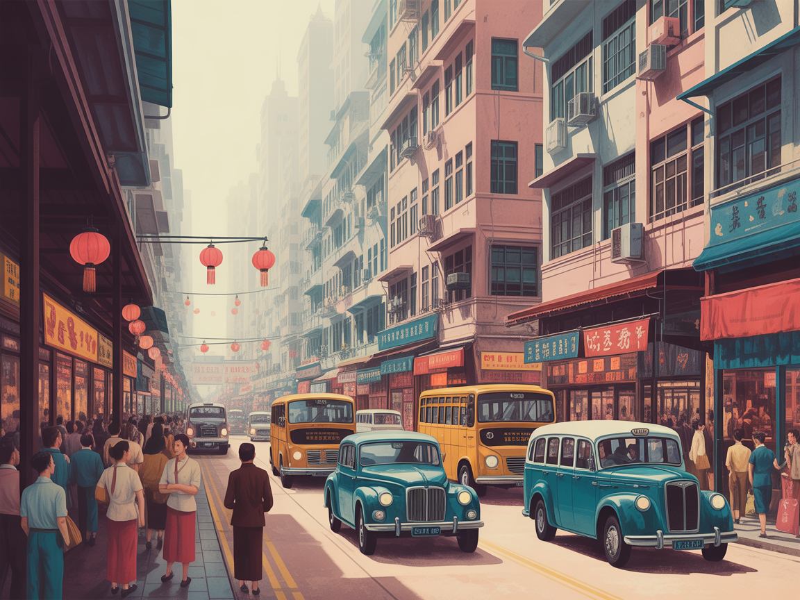 Hong Kong — Vintage (Landscape) Canvas Print | Vintage Wall Art | A4 A3 A2 A1