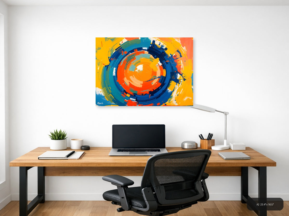 Vibrant Concentric Circles Abstract Modern Wall Art — A2 / Office