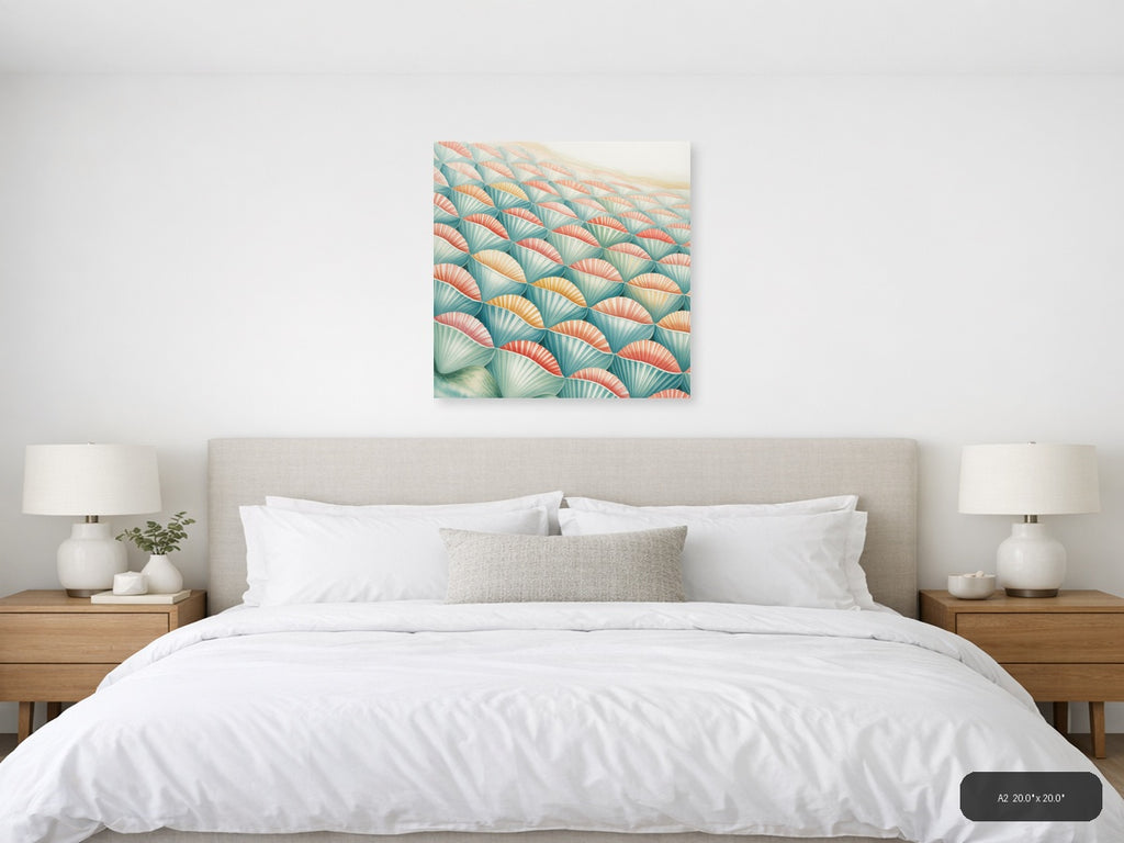 Tessellation — Watercolor (Square) Canvas Print | Watercolor Wall Art | A4 A3 A2 A1 — A2 / Bedroom
