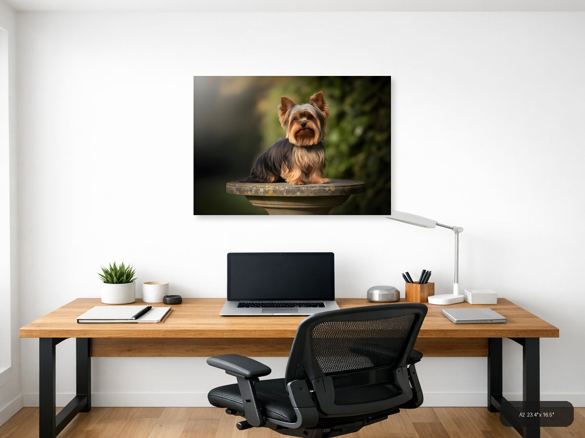 Shih Tzu Puppy on Stone Pedestal Photography Wall Art — A2 / Office