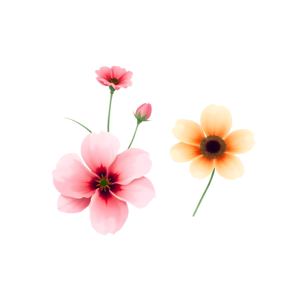 Pink & Peach Minimalist Flowers Wall Art