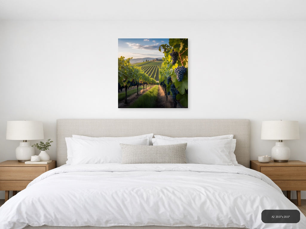 Tuscan Vineyard Sunset Photography Wall Art — A2 / Bedroom