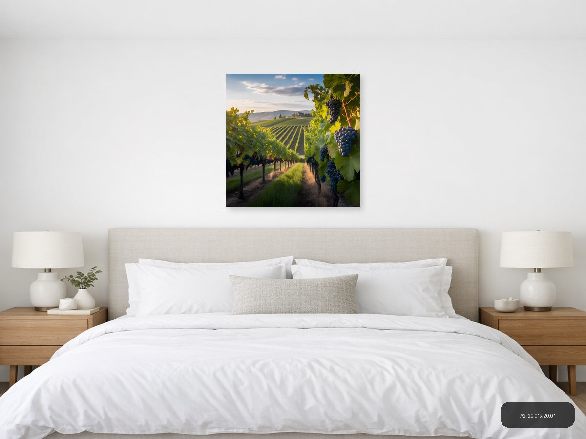 Tuscan Vineyard Sunset Photography Wall Art — A2 / Bedroom