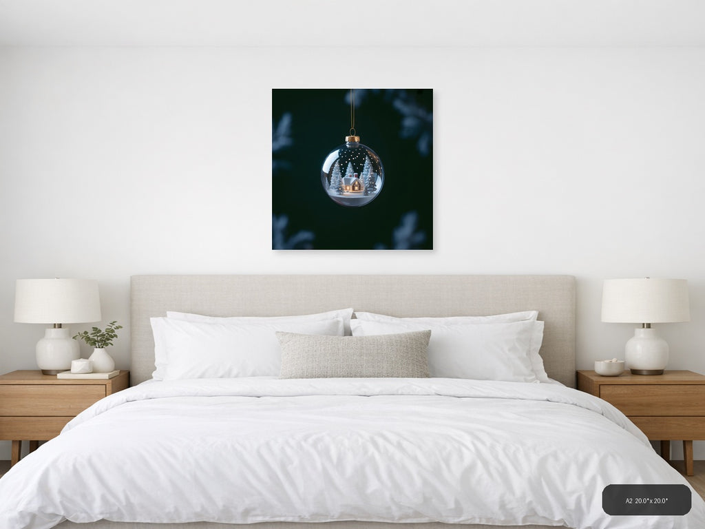 Winter Snow Globe House Photography Wall Art — A2 / Bedroom