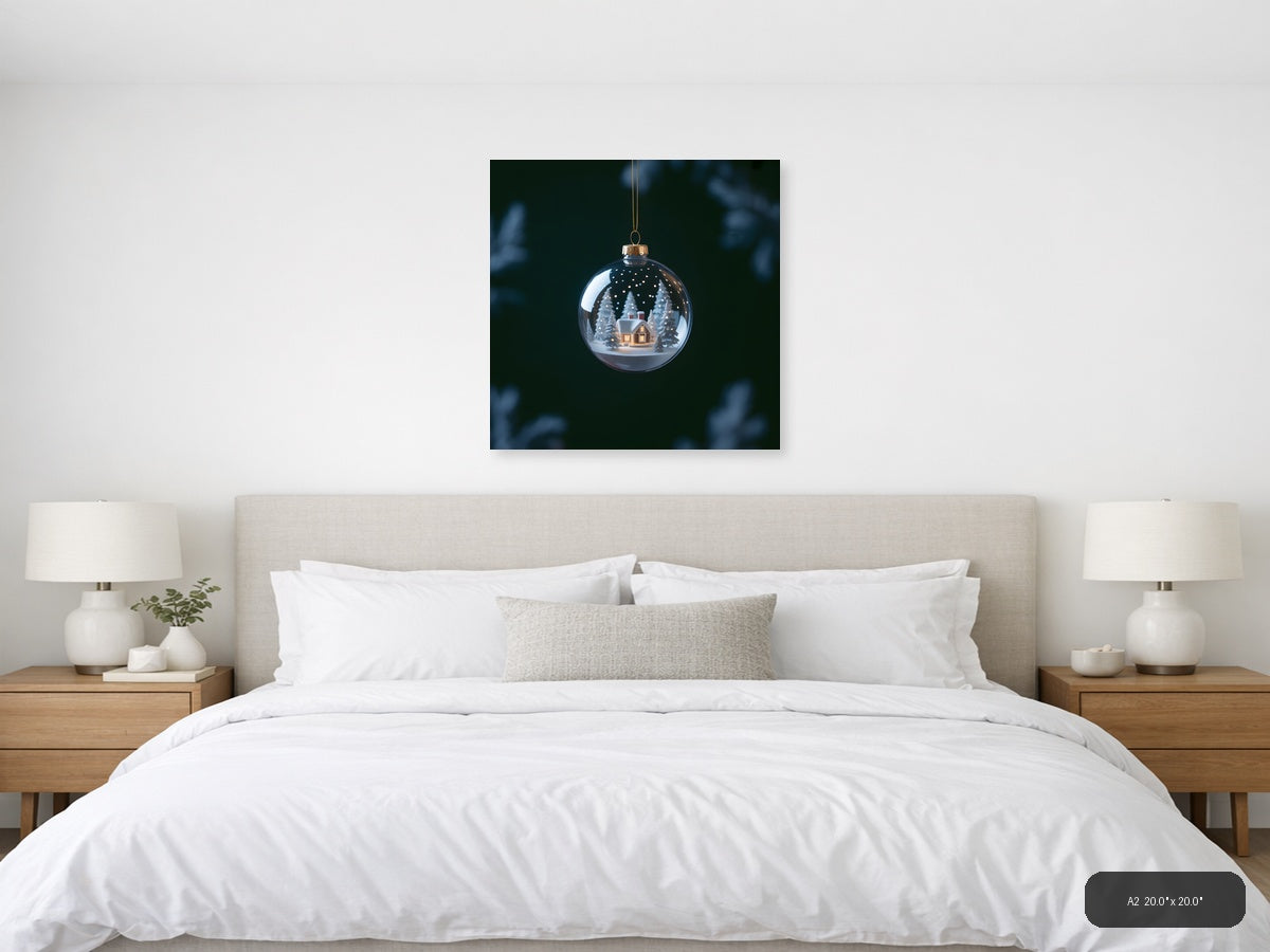 Winter Snow Globe House Photography Wall Art — A2 / Bedroom