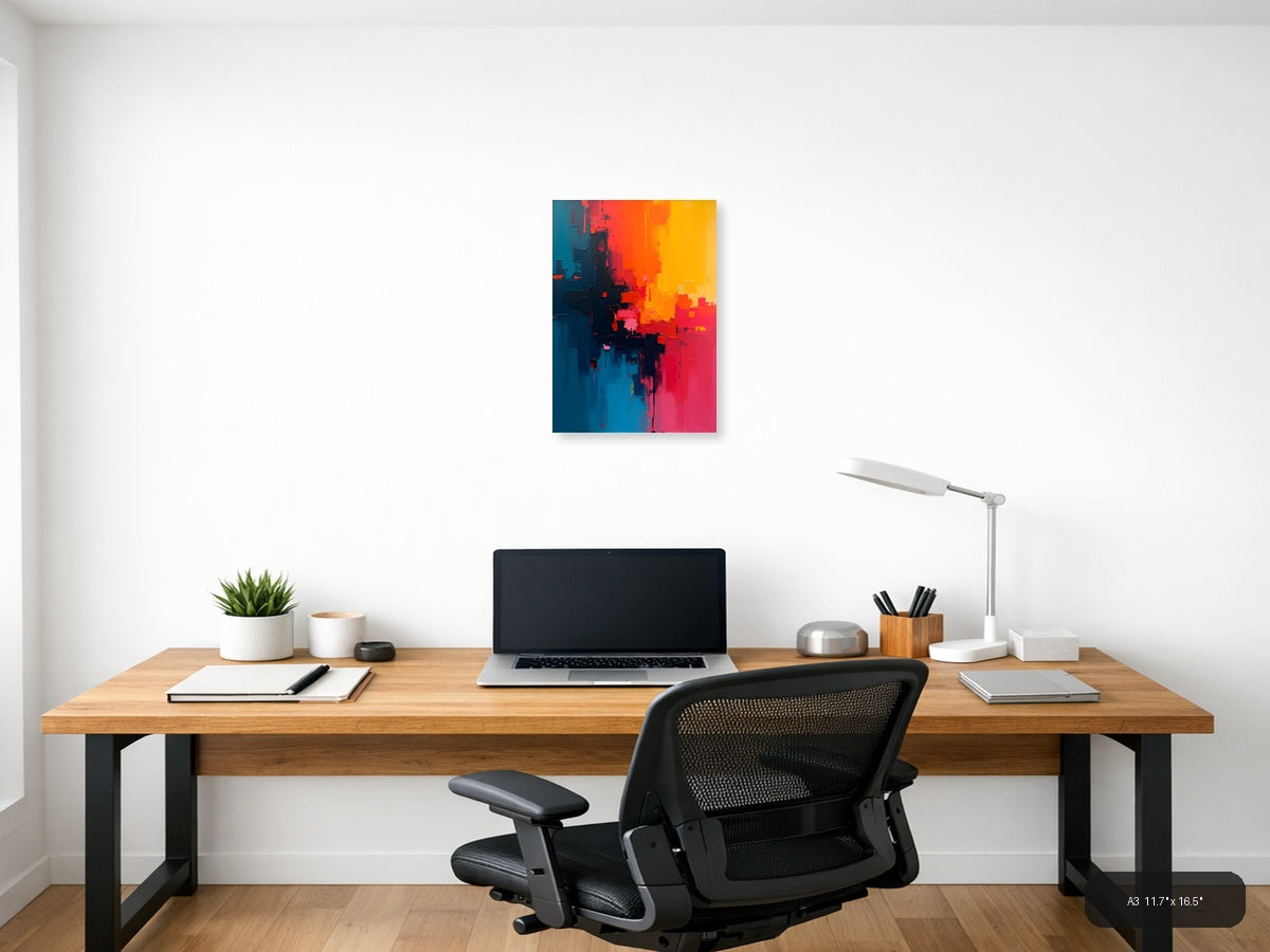 Abstract Color Gradient: Blue to Orange Wall Art — A3 / Office