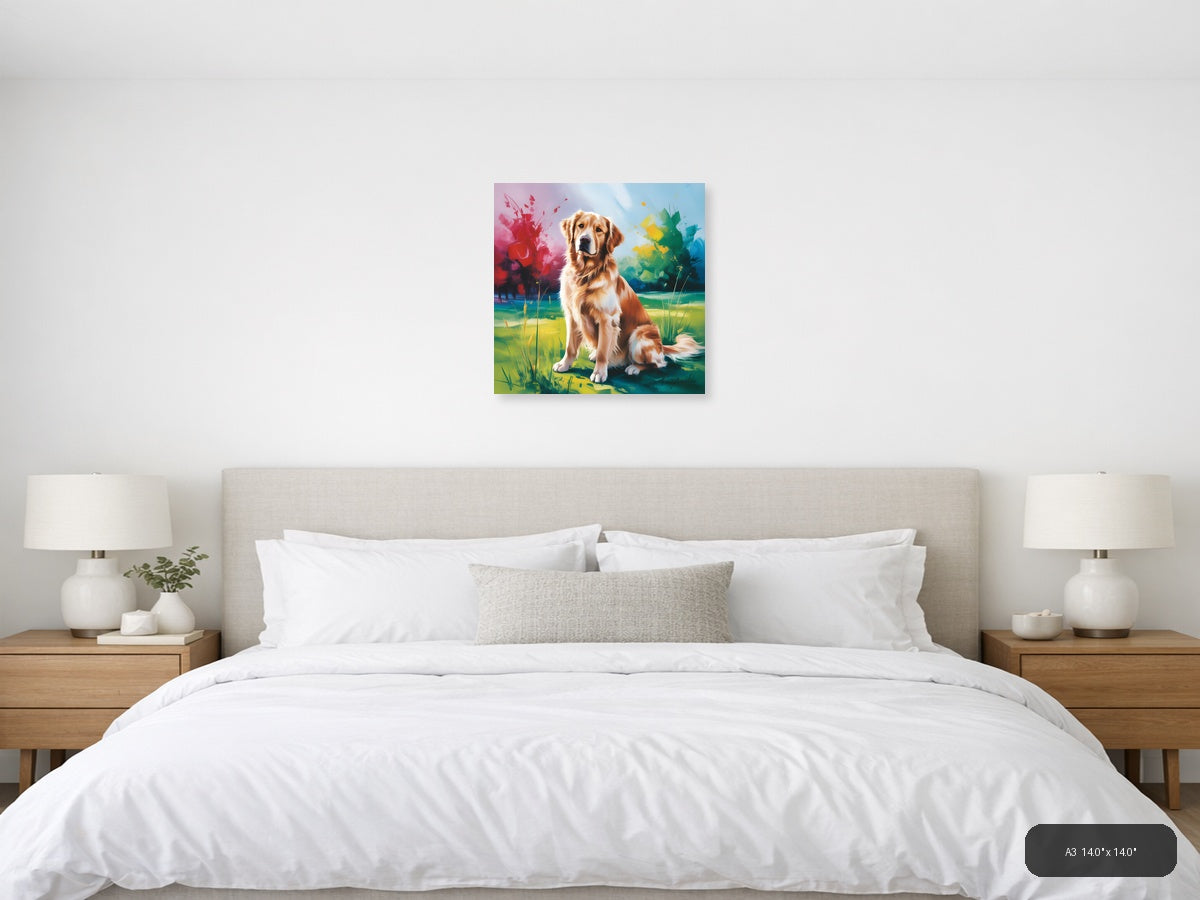 Golden Retriever Abstract Watercolor Dog Wall Art — A3 / Bedroom