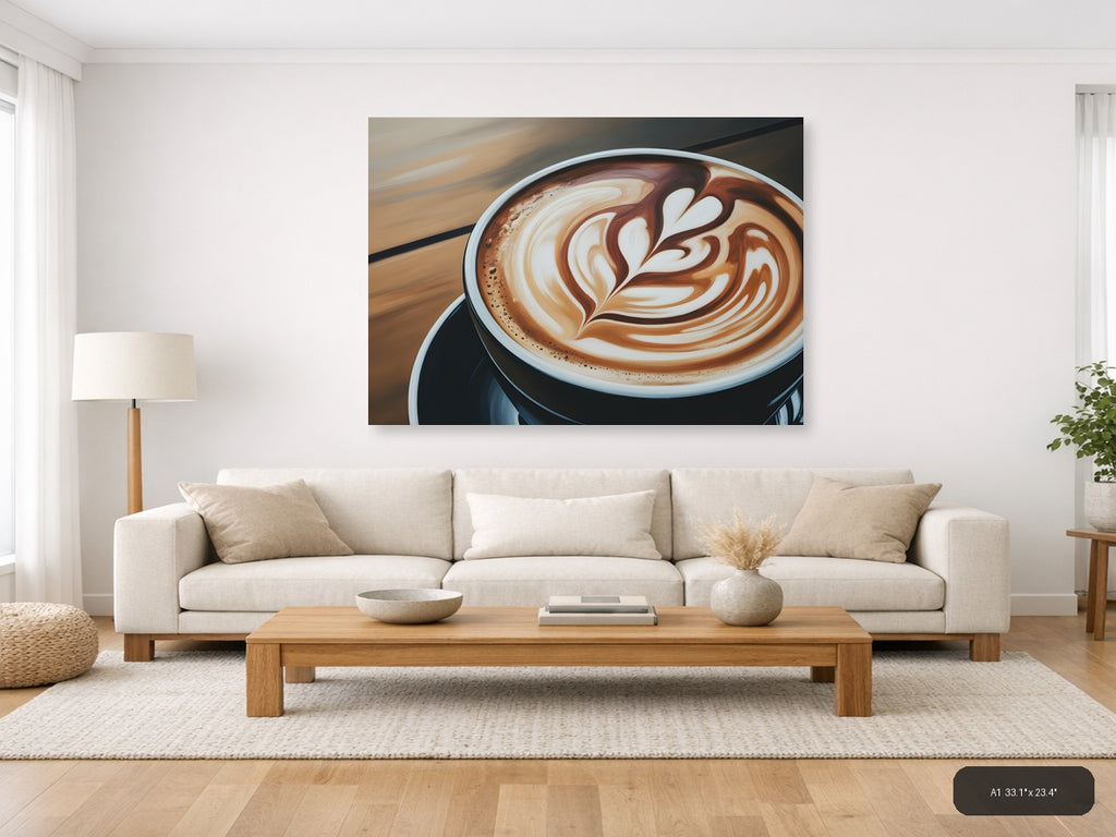 Abstract Latte Art Coffee Cup Landscape Wall Art — A1 / Living Room