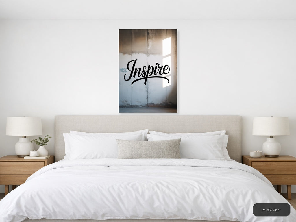 Inspire Typography Wall Art - Motivational Black Script — A1 / Bedroom