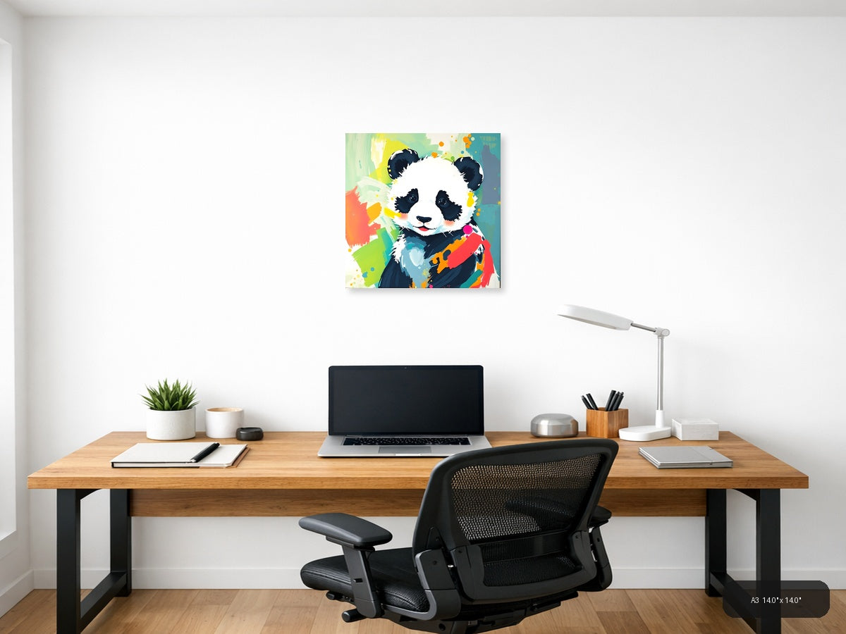 Playful Panda Abstract Colorful Pop Art Wall Art — A3 / Office