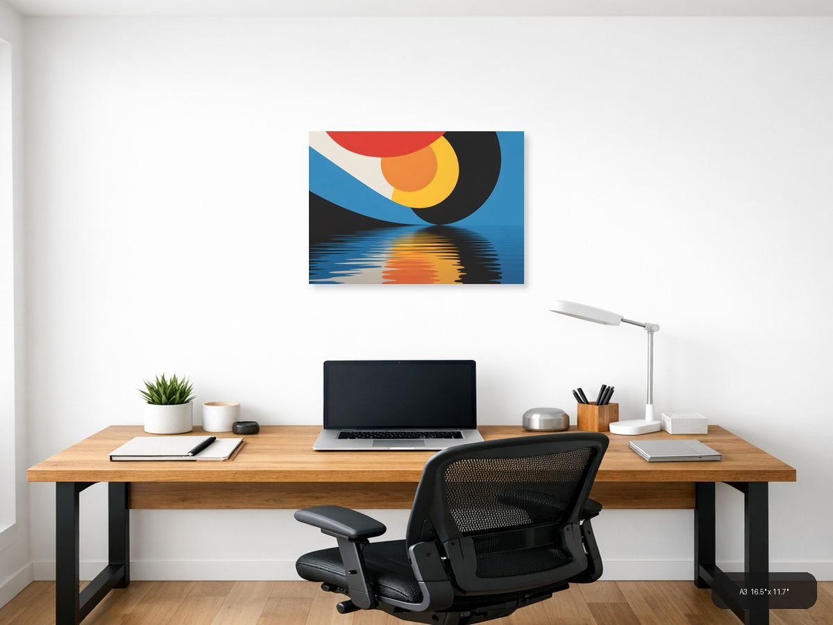 Abstract Sunset Reflection Modern Photography Wall Art — A3 / Office