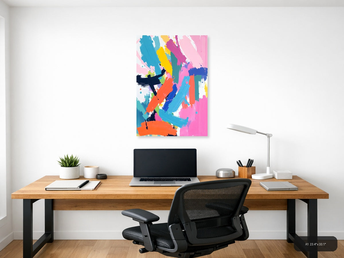 Vibrant Abstract Brushstrokes Colorful Modern Wall Art — A1 / Office