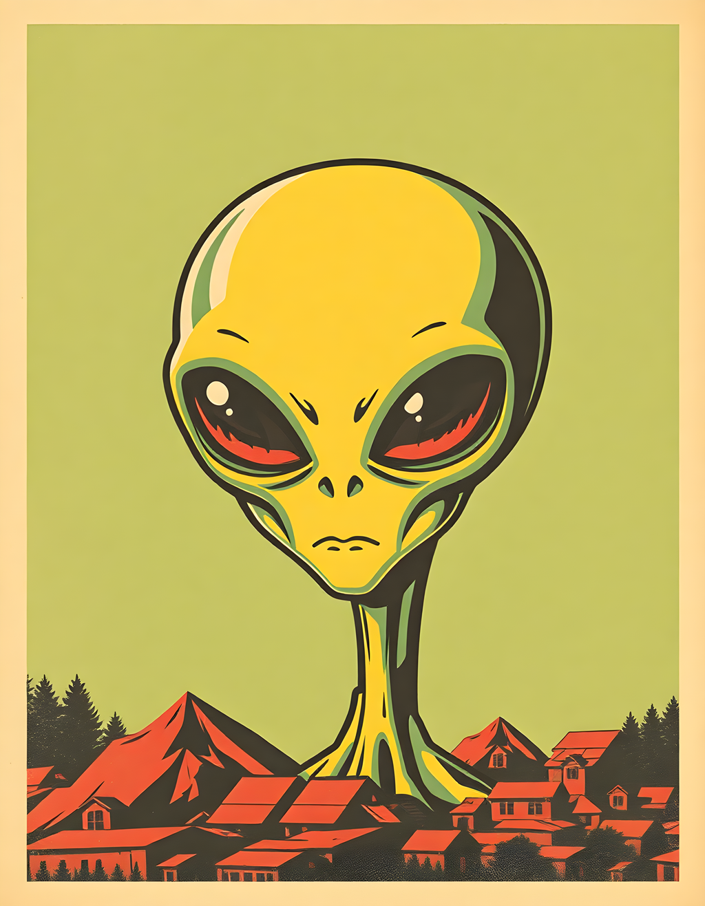 Vintage Alien Invasion Retro Pop Art Wall Art