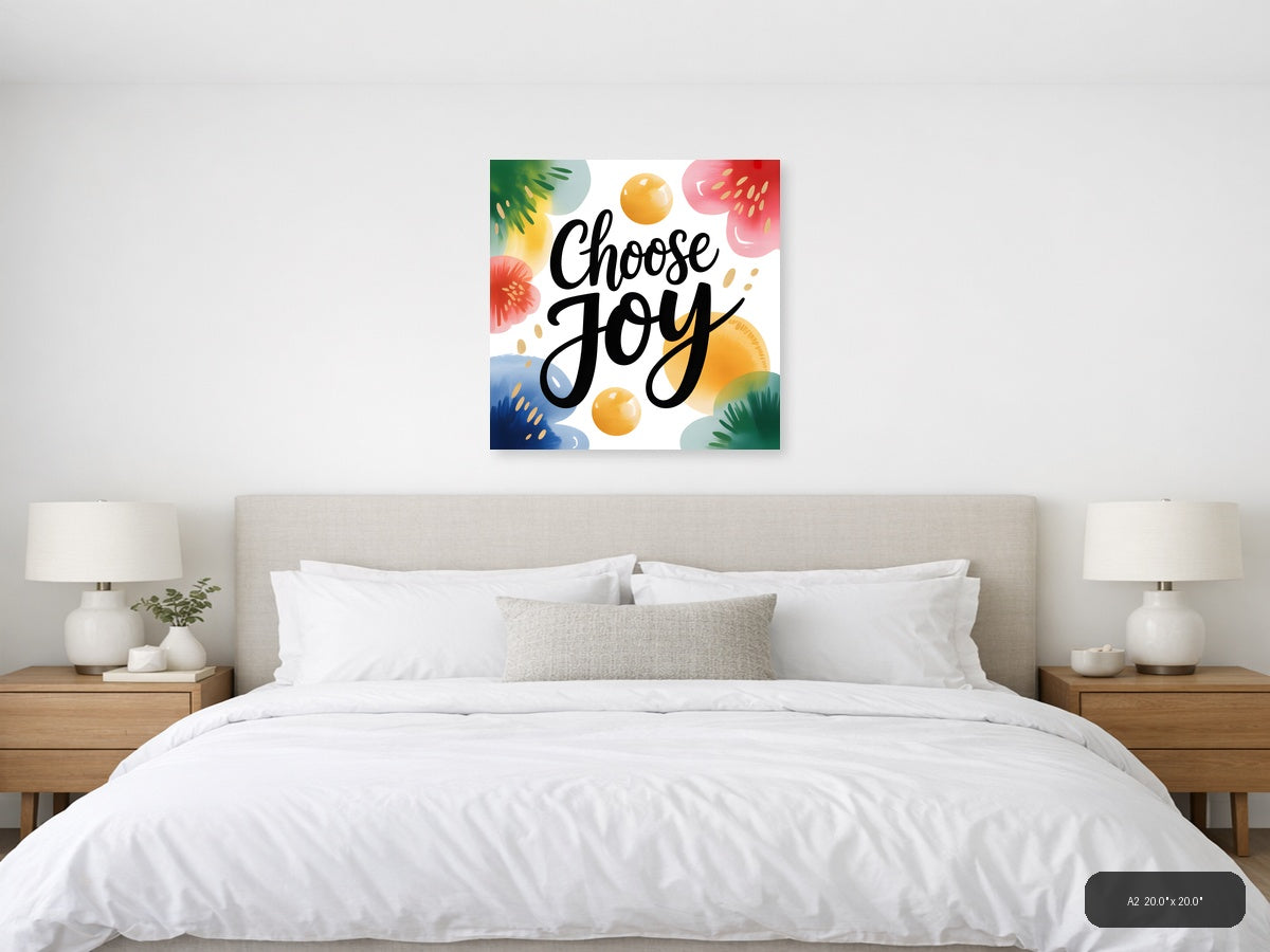 Choose Joy Watercolor Floral Wall Art — A2 / Bedroom