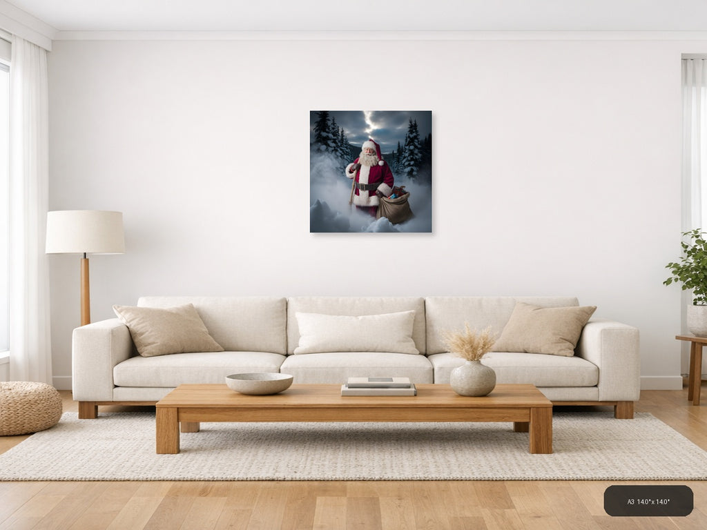 Santa Claus Winter Forest Snow Photography Wall Art — A3 / Living Room