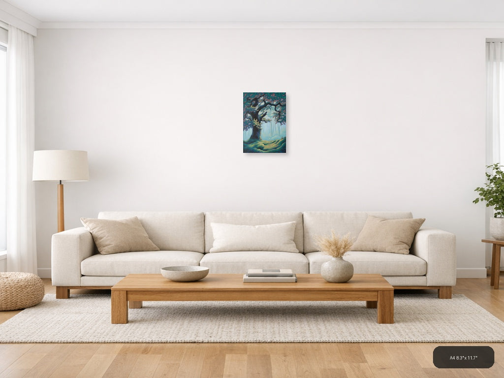 Ancient Twisted Tree Forest Landscape Abstract Wall Art — A4 / Living Room