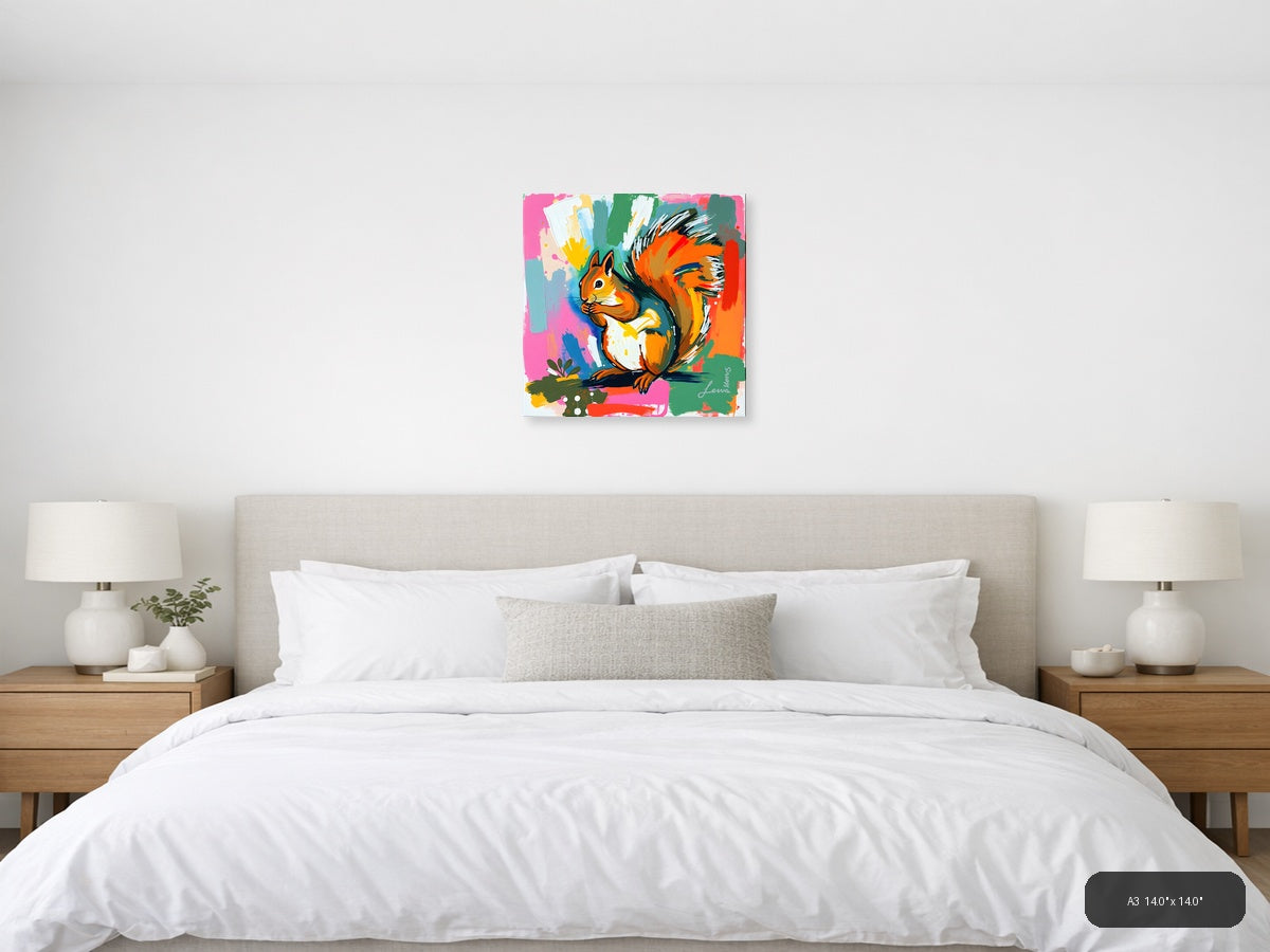 Colorful Abstract Squirrel Pop Art Wall Art — A3 / Bedroom