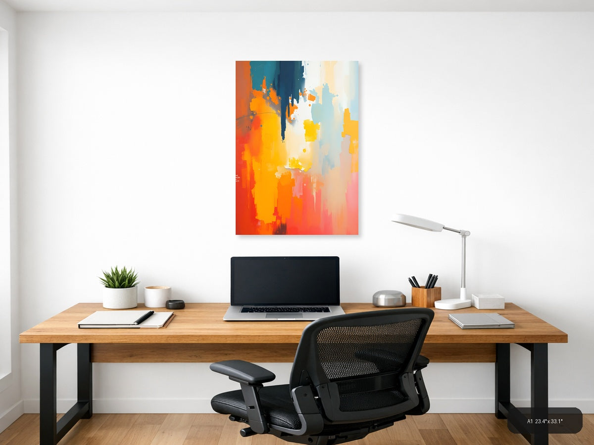 Abstract Gradient Splash Modern Orange Blue Wall Art — A1 / Office