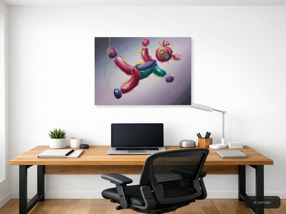 Vibrant Abstract Floating Objects Landscape Wall Art — A2 / Office